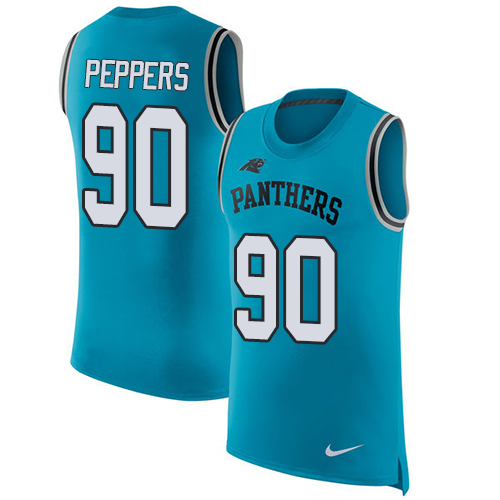 Nike Panthers #90 Julius Peppers Blue Alternate Men's Stitched NFL Limited Rush Tank Top Jersey